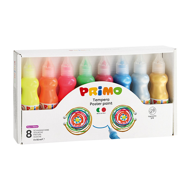 Gouache liquide en bouteille ergonomique 8 couleurs