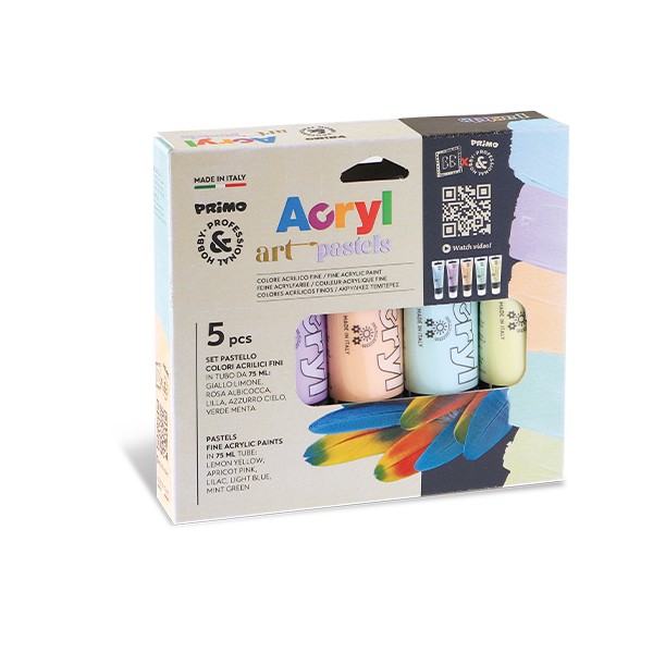 Peinture acrylique fine couleurs pastel 5 couleurs pastel