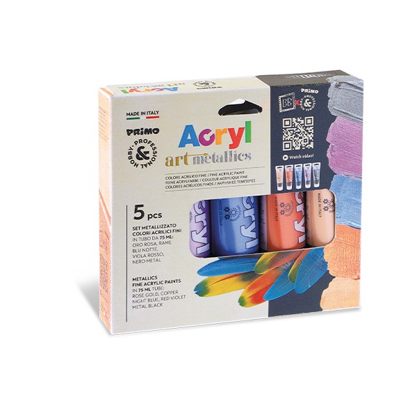 Fine acrylic paint metallic colours 5 metallic colours